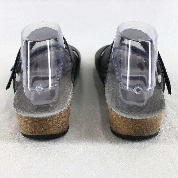 Abeo Gabie Sandals Womens Size 10 N Black Leather Adjustable Strap Wedge - Picture 6 of 11